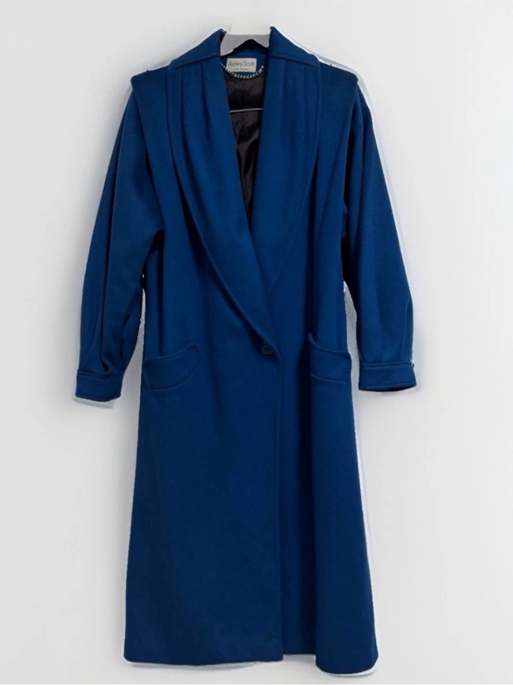 Ashley Scott Royal Blue Wool Long Over Coat Size Large